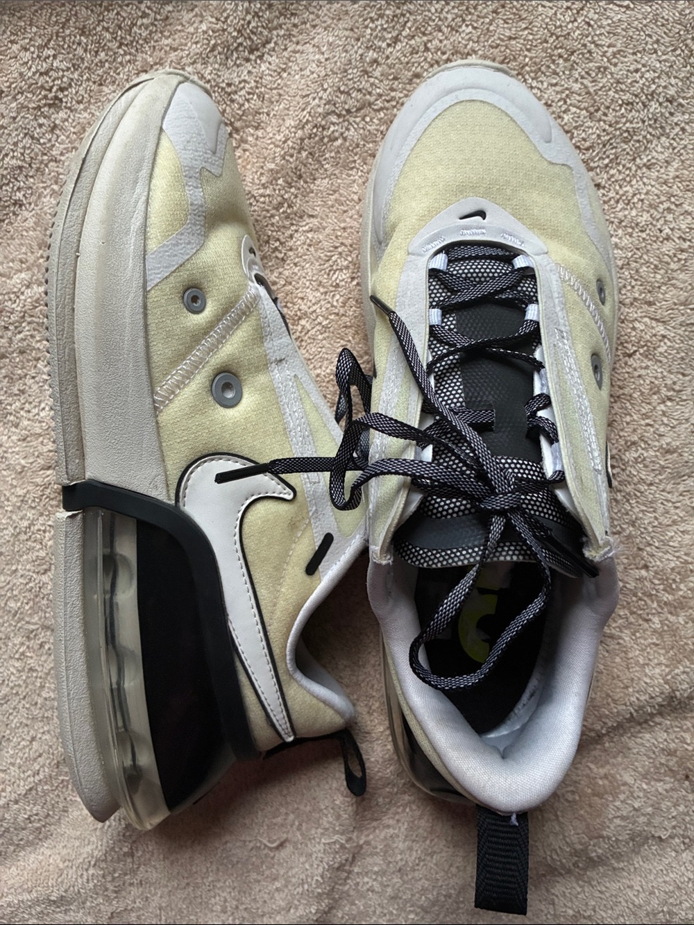Nike 7.5 Air Max Up Sneakers in Pale Yellow, White and Black